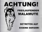 Preview: Hundewarnschild in edler, gebürsteter Edelstahloptik - Alaskan Malamute