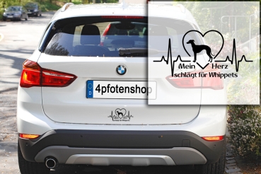 Preview: Aufkleber "Mein Herz schlägt für Whippets"