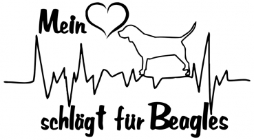 Aufkleber "Mein Herz schlägt für Beagles"