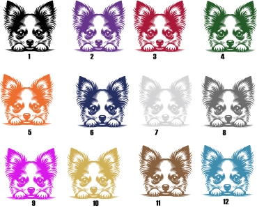 Autoaufkleber "Chihuahua" (Langhaar) Kopf