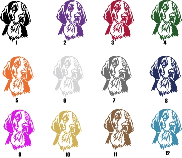 Preview: Autoaufkleber "Finnischer Laufhund - Finnenbracke" Kopf