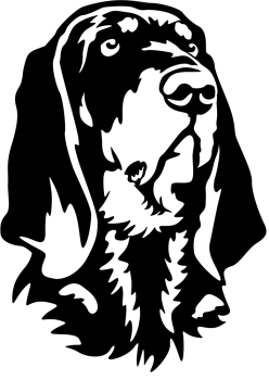 Aufkleber Black and Tan Coonhound Kopf
