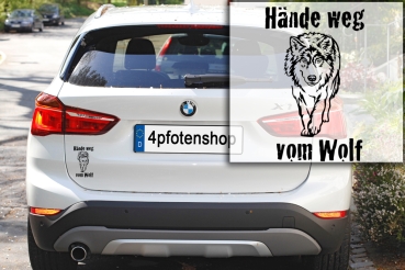 Autoaufkleber "Hände weg vom Wolf" *für helle Hintergründe