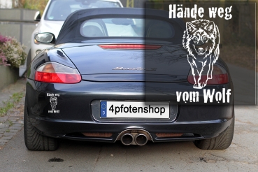 Autoaufkleber "Hände weg vom Wolf..." * für dunkle Hintergründe