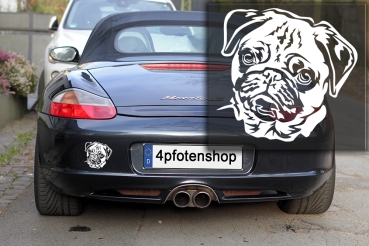 Autoaufkleber "Mops" Kopf