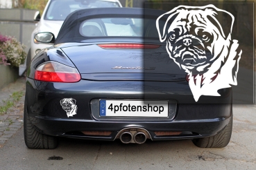 Autoaufkleber "Mops" Kopf