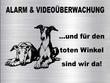 Hundewarnschild in edler, gebürsteter Edelstahloptik - Galgos