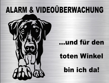 Hundewarnschild in edler, gebürsteter Edelstahloptik - Dobermann