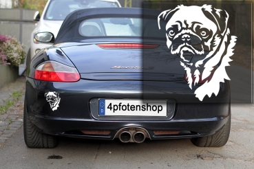 Autoaufkleber "Mops" Kopf