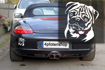 Autoaufkleber "Mops" Kopf