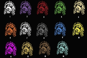 Preview: Autoaufkleber "Barbet (Französischer Wasserhund)" Kopf