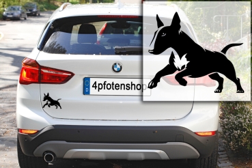 Autoaufkleber Bullterrier rennend Silhouette