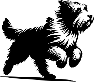 Autoaufkleber Bearded Collie rennend Silhouette