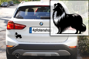 Preview: Autoaufkleber Sheltie stehend Silhouette