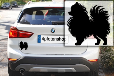 Autoaufkleber Zwergspitz (Pomeranian) stehend Silhouette