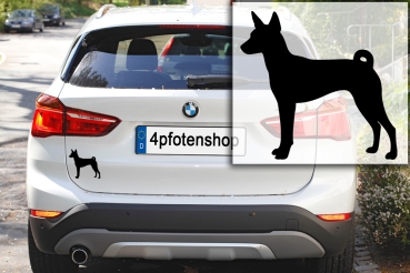 Preview: Autoaufkleber Basenji stehend Silhouette