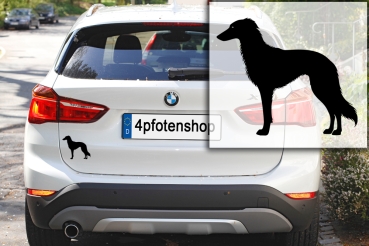 Preview: Autoaufkleber Silken Windsprite (Langhaarwhippet) stehend Silhouette