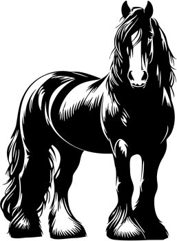 Aufkleber Pferd - Shire Horse Kontur