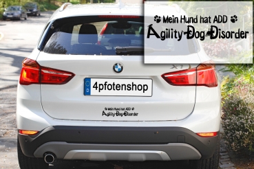 Autoaufkleber Agility Schriftzug "Mein Hund hat ADD..."