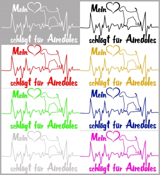 Aufkleber "Mein Herz schlägt für Airedales"
