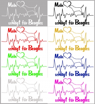 Aufkleber "Mein Herz schlägt für Beagles"