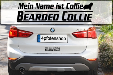 Aufkleber "Mein Name ist Bearded Collie"