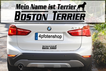 Aufkleber "Mein Name ist Boston Terrier"