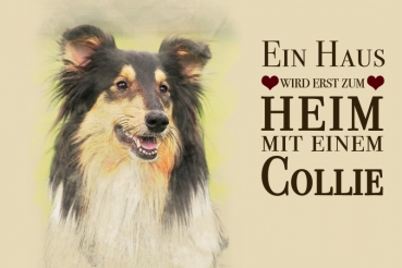 Nostalgieschild - Hundeschild im Retrostil Motiv: Collie (Schottischer Schäferhund) #2