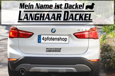 Aufkleber "Mein Name ist Dackel" - Langhaardackel