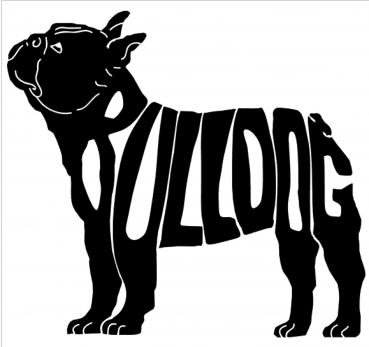 Silhouetten-Schriftzug Französische Bulldogge