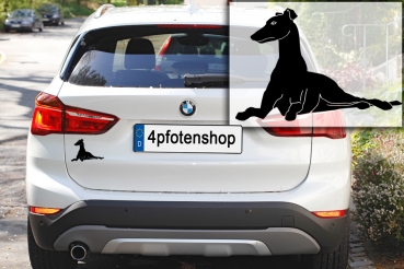 Autoaufkleber Galgo liegend Silhouette