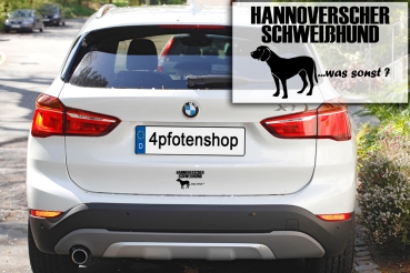 Preview: Aufkleber "Hannoverscher Schweißhund im  Heck“