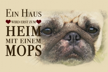 Nostalgieschild - Hundeschild im Retrostil Motiv: Mops #1