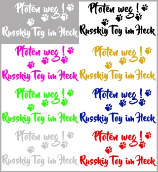 Aufkleber "Pfoten weg! Russkiy Toy im Heck"