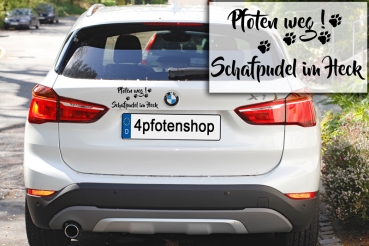 Aufkleber "Pfoten weg! Schafpudel im Heck"