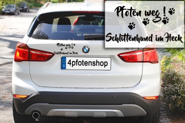 Preview: Aufkleber "Pfoten weg! Schlittenhund im Heck"