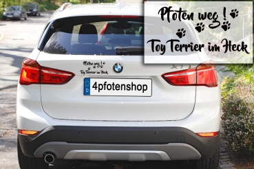 Preview: Aufkleber "Pfoten weg! Toy Terrier im Heck“