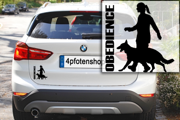 Aufkleber Obedience mit Schriftzug Hundesport-Aufkleber