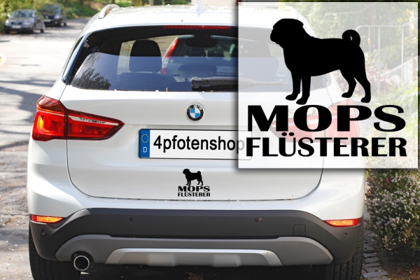 Aufkleber Mops "Mops-Flüsterer"