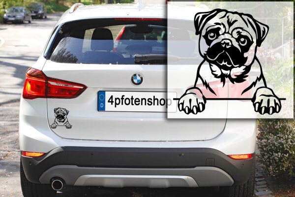 Autoaufkleber "Mops" Kopf