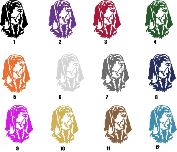 Autoaufkleber "Black and Tan Coonhound" Kopf