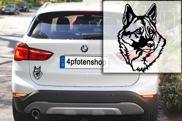 Autoaufkleber "Norwegischer Elchhund" Kopf