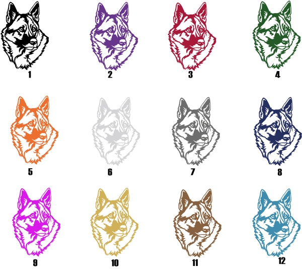 Autoaufkleber "Norwegischer Elchhund" Kopf