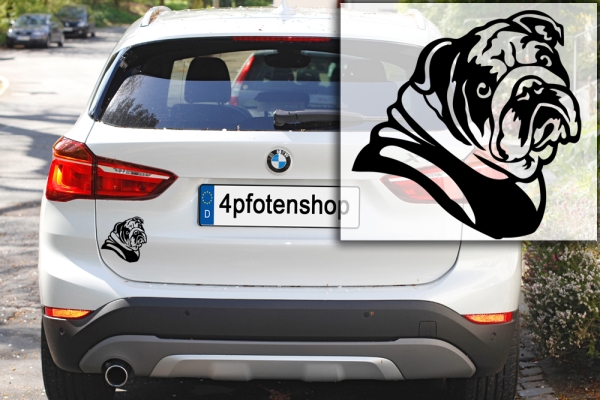 Autoaufkleber "Englische Bulldogge" Kopf