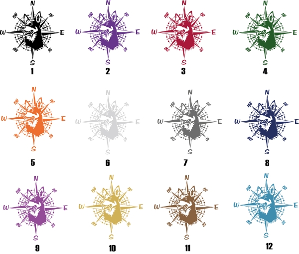 Aufkleber "Australian Kelpie" mit Windrose/Kompass