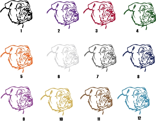 Autoaufkleber "Englische Bulldogge" Kopf