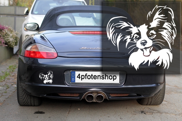 Autoaufkleber "Papillon" Kopf