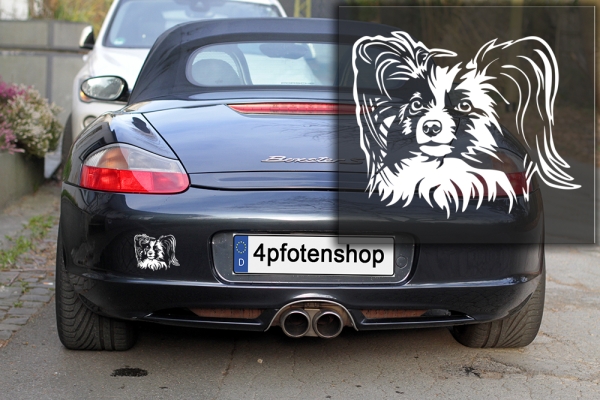 Autoaufkleber "Papillon" Kopf