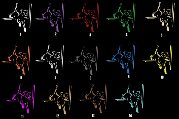 Autoaufkleber Border Terrier Agility-Hürde * für dunkle Hintergründe
