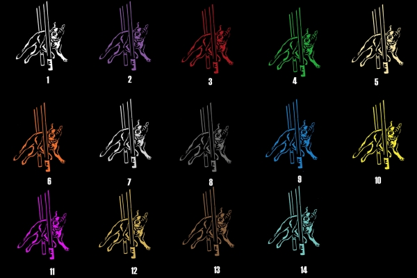 Autoaufkleber Boston Terrier Agility-Slalom * für dunkle Hintergründe